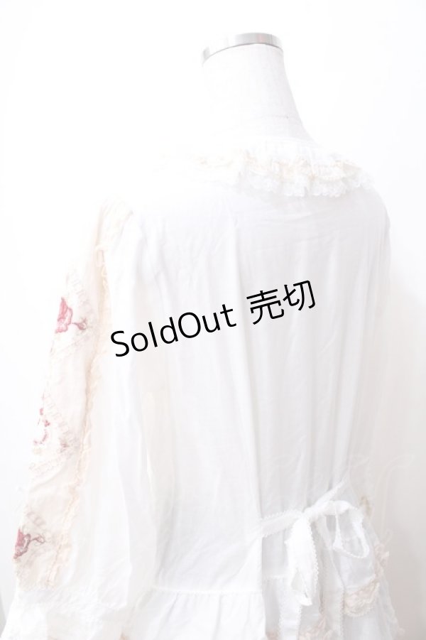 画像6: PINK HOUSE / ローズチュールレース使いパッチワーク風ワンピース  白 Y-25-09-30-008-LO-OP-AS-ZY (6)