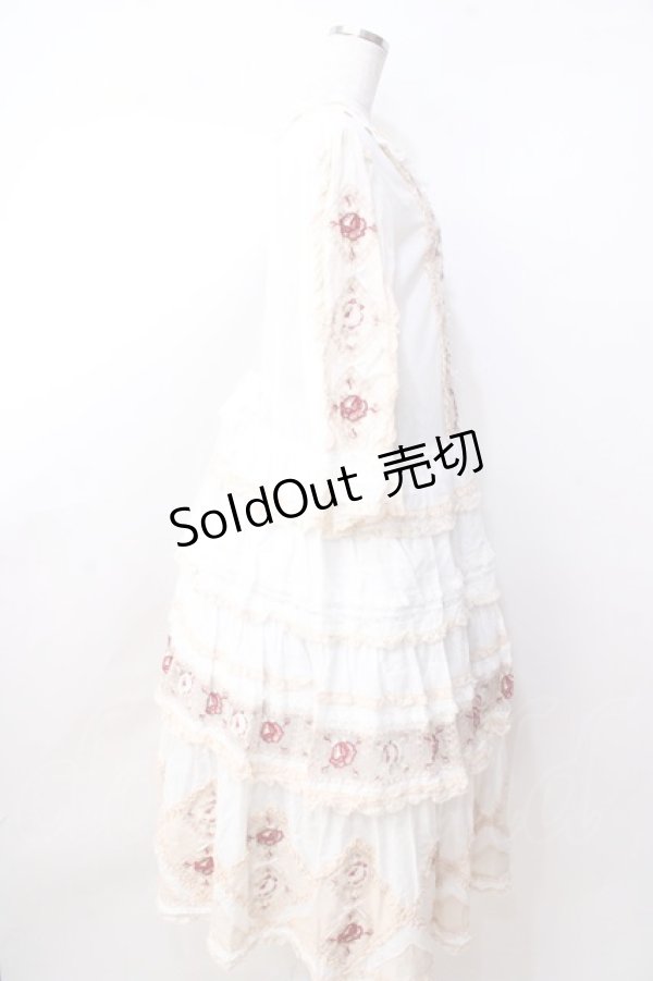 画像7: PINK HOUSE / ローズチュールレース使いパッチワーク風ワンピース  白 Y-25-09-30-008-LO-OP-AS-ZY (7)