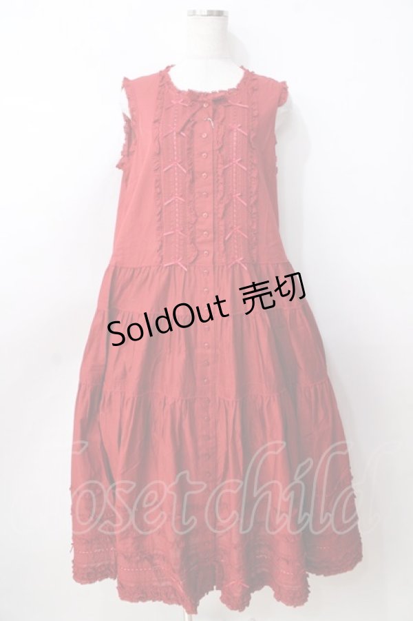 画像1: PINK HOUSE / ローンノースリーブワンピース  赤 Y-25-09-30-009-LO-OP-AS-ZY (1)