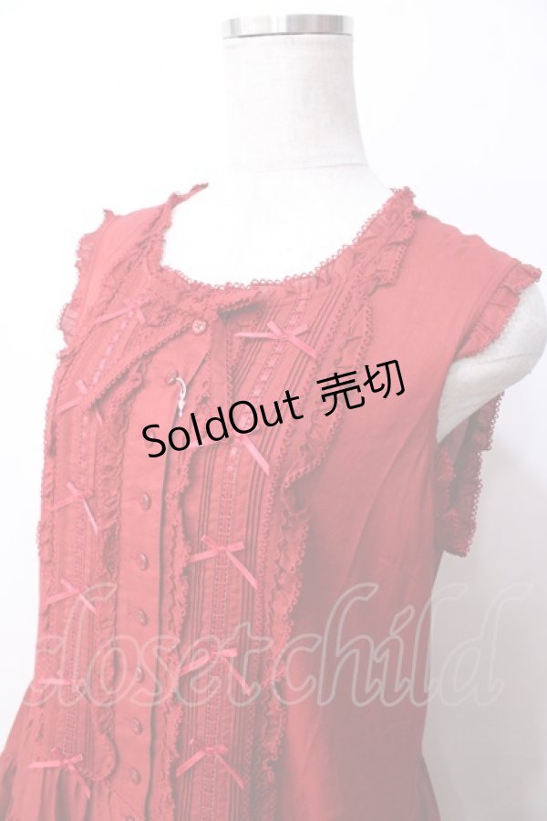 画像3: PINK HOUSE / ローンノースリーブワンピース  赤 Y-25-09-30-009-LO-OP-AS-ZY (3)