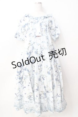 画像: PINK HOUSE / ローズリースプリントワンピース  サックス Y-25-09-30-015-LO-OP-SZ-ZY