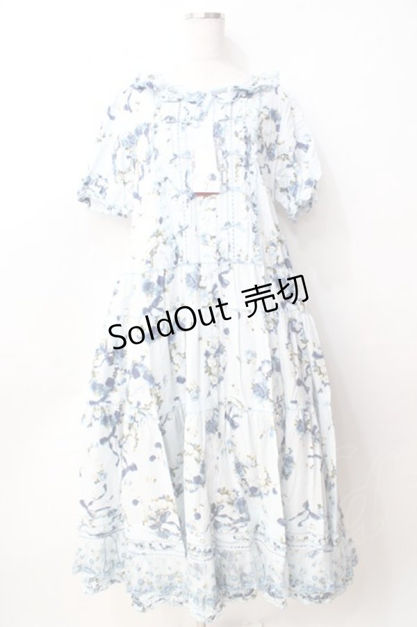 画像1: PINK HOUSE / ローズリースプリントワンピース  サックス Y-25-09-30-015-LO-OP-SZ-ZY (1)