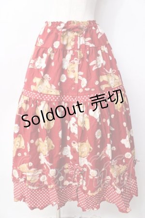 画像: PINK HOUSE / ひな菊ロンドプリントスカート F 赤 Y-25-09-30-021-LO-SK-SZ-ZY