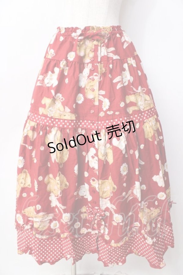 画像1: PINK HOUSE / ひな菊ロンドプリントスカート F 赤 Y-25-09-30-021-LO-SK-SZ-ZY (1)