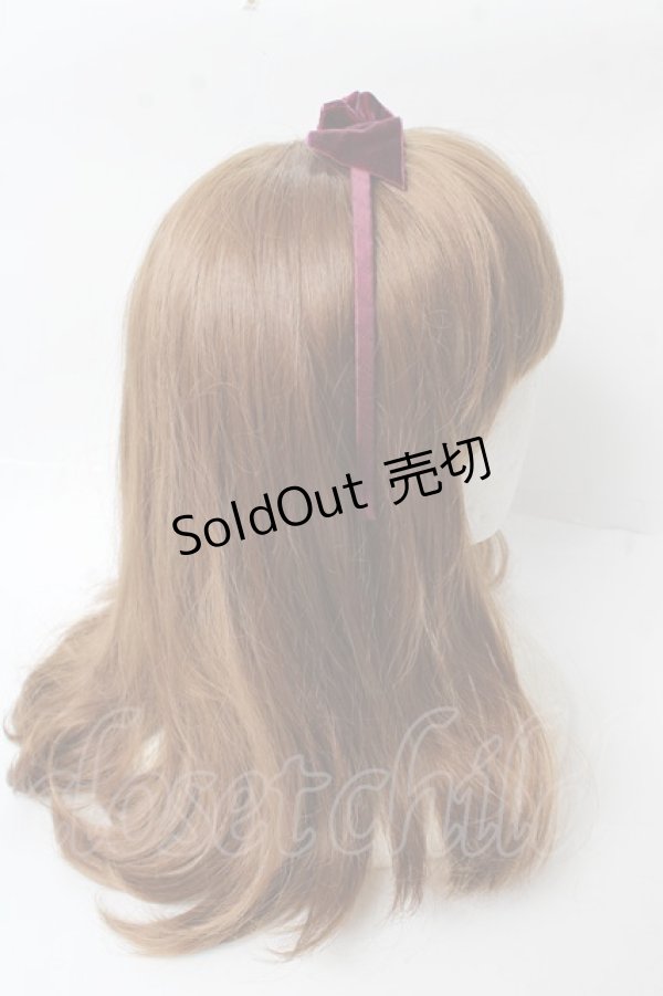 画像3: axes femme / ベロアリボンカチューシャ  ワイン Y-25-10-03-049-AX-ZA-SZ-ZT422-F006 (3)