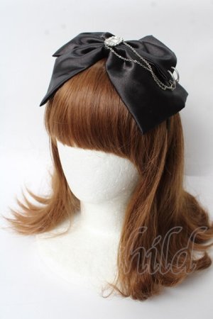 画像: GOTH / ビジュー付きリボンカチューシャ  黒 Y-25-10-03-052-GO-AC-SZ-ZY