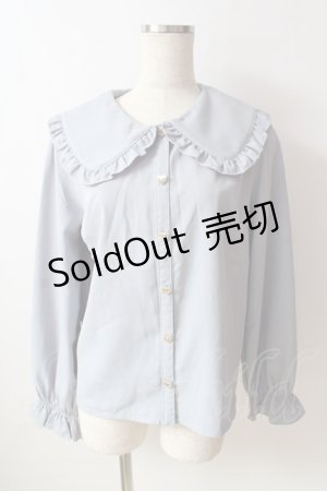 画像: axes femme POETIQUE / ハート釦丸襟ブラウス  サックス Y-25-10-03-056-AX-BL-SZ-ZI