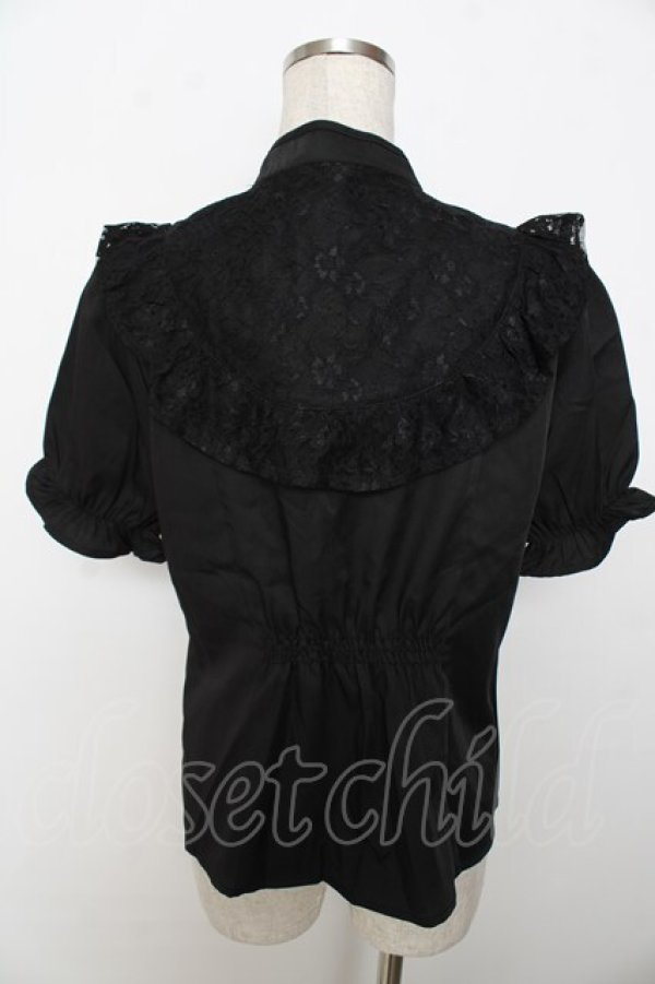 画像2: axes femme kawaii / アームカバー付チャイナ釦ブラウス  黒 Y-25-10-03-060-AX-BL-SZ-ZT166 (2)