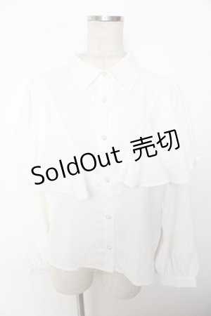 画像: axes femme / ケープ風フリルブラウス  白 Y-25-10-03-063-AX-BL-SZ-ZI