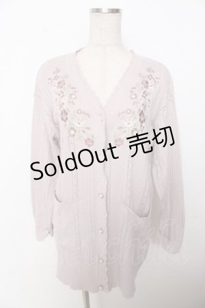 画像: axes femme / 花刺繍ロングニットカーディガン F ピンク Y-25-10-03-068-AX-TO-SZ-ZY