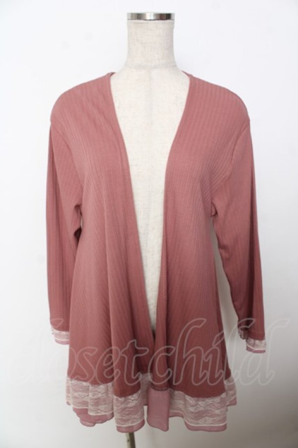 画像1: axes femme / 裾レーストッパーカーデ M ピンク Y-25-10-03-071-AX-TO-SZ-ZI (1)
