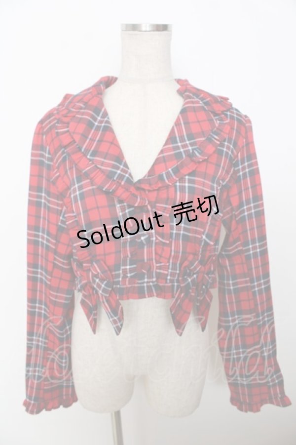 画像1: axes femme kawaii / タータンチェックジャケット M 赤 Y-25-10-03-074-AX-JA-SZ-ZI (1)