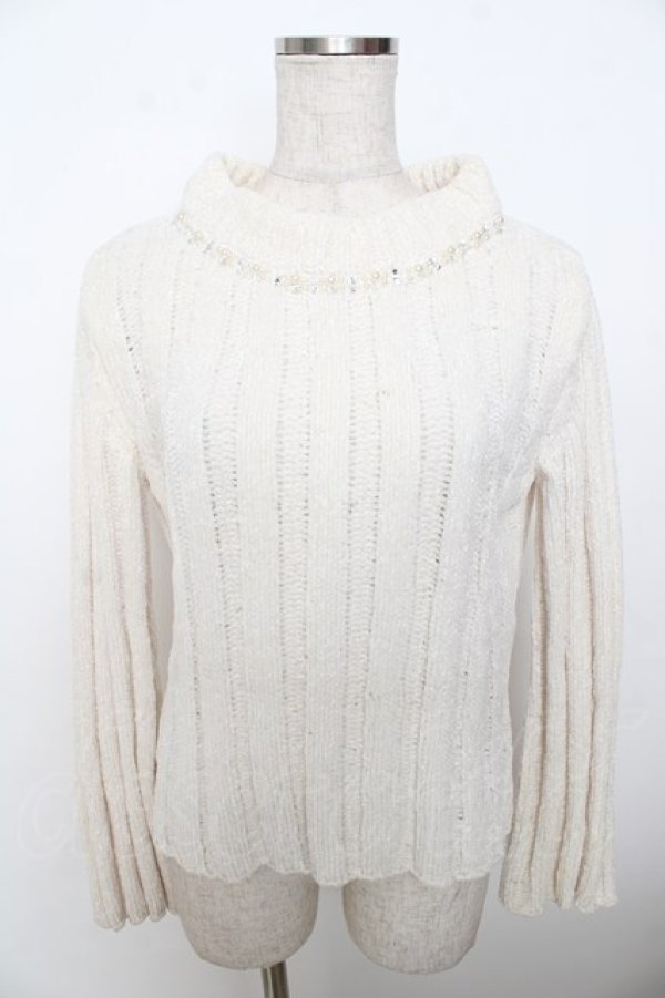 画像1: axes femme / パールビジューニット  生成り Y-25-10-03-079-AX-TO-SZ-ZI (1)