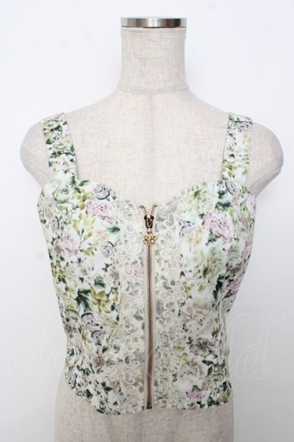 画像1: axes femme / フルールPTジップ付ビスチェ  生成り Y-25-10-03-080-AX-TO-SZ-ZI (1)