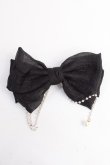画像1: LOLITA / パール付きリボンバレッタ  黒 Y-25-10-03-009-LO-ZA-SZ-ZT487-F001 (1)