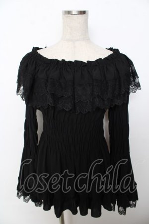 画像: ATELIER PIERROT / Shirring princess sleeve blouse  黒 Y-25-10-03-082-EL-BL-SZ-ZY