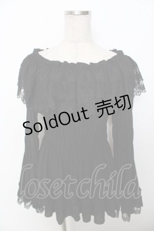 画像: ATELIER PIERROT / Shirring princess sleeve blouse  黒 Y-25-10-03-082-EL-BL-SZ-ZY