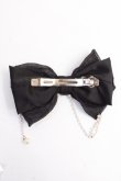 画像2: LOLITA / パール付きリボンバレッタ  黒 Y-25-10-03-009-LO-ZA-SZ-ZT487-F001 (2)