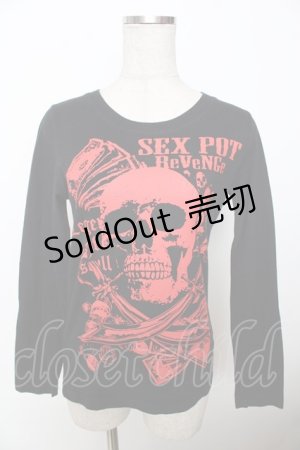 画像: SEX POT ReVeNGe / ドクロプリントカットソー  黒 Y-25-10-03-086-SP-TO-SZ-ZY