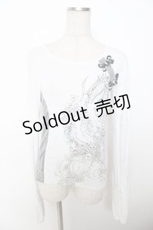 画像: EAST / 龍プリントカットソー  白 Y-25-10-03-088-HN-TO-SZ-ZY