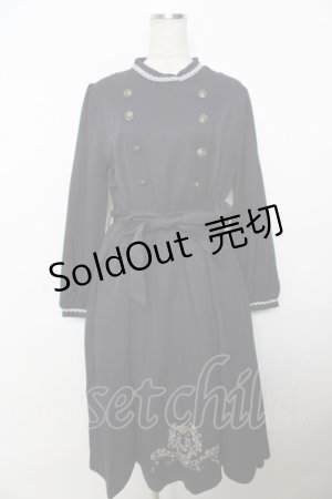 画像: axes femme / 裾刺繍ナポレオン風ワンピース F 紺 Y-25-10-03-107-AX-OP-SZ-ZI