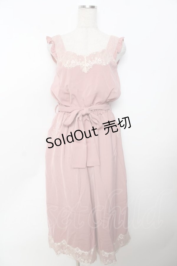 画像1: axes femme / ポケット刺繍サロペット  ピンク Y-25-10-03-115-AX-OP-SZ-ZI (1)