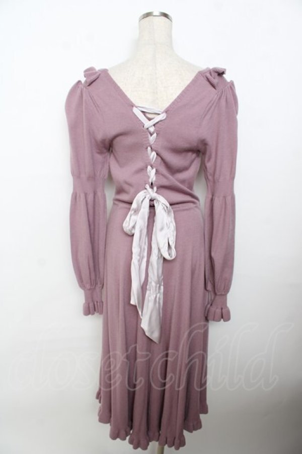 画像2: axes femme POETIQUE / レースアップニットワンピース M ピンク Y-25-10-03-117-AX-OP-SZ-ZI (2)