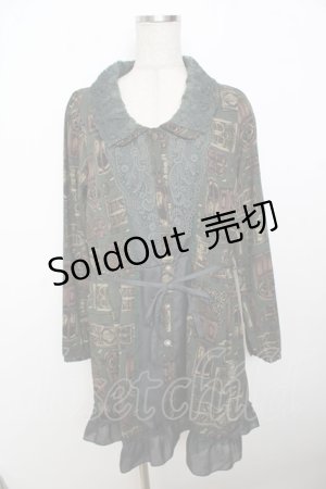 画像: axes femme / アンティーク柄ワンピース  グリーン Y-25-10-03-118-AX-OP-SZ-ZI