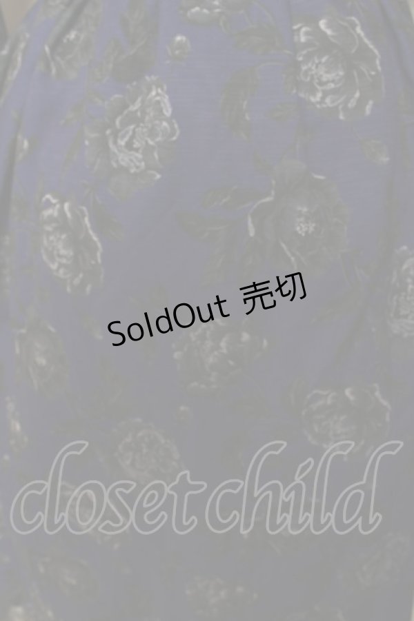 画像3: axes femme / バルーンスリーブフラワーワンピース  黒×パープル Y-25-10-03-119-AX-OP-SZ-ZI (3)