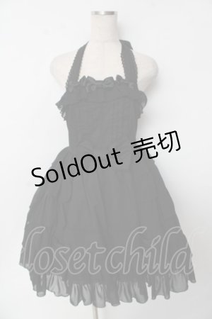 画像: Angelic Pretty / ふんわりフリルホルタージャンパースカート  黒 Y-25-10-03-143-AP-OP-AS-ZI