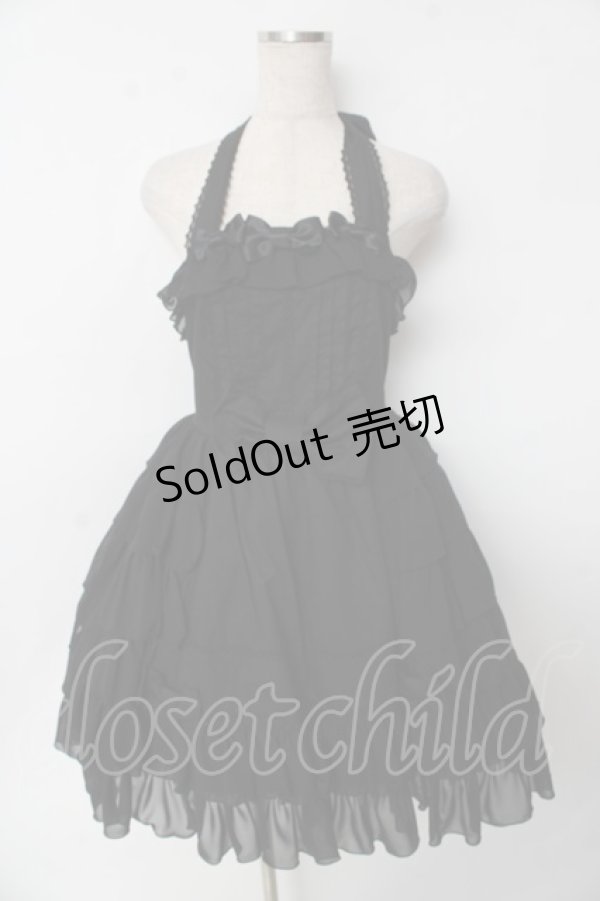 画像1: Angelic Pretty / ふんわりフリルホルタージャンパースカート  黒 Y-25-10-03-143-AP-OP-AS-ZI (1)