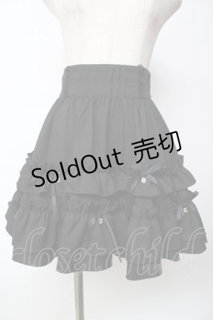 画像: Rojita / ランダムリボンラッフルティアードスカート  黒 Y-25-10-03-150-LO-SK-SZ-ZY