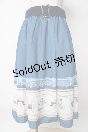 画像: axes femme POETIQUE / レトロ喫茶ベルト付スカート  ブルー Y-25-10-03-163-AX-SK-SZ-ZI