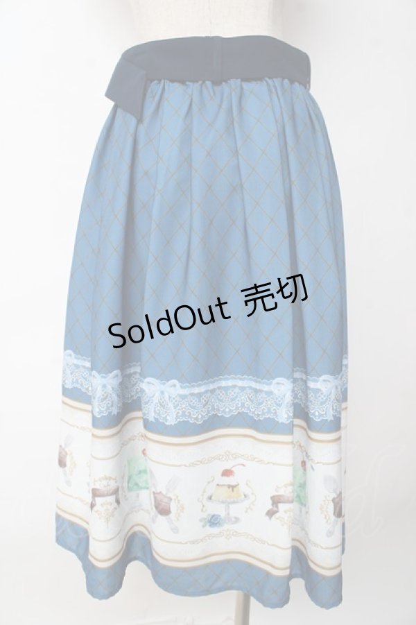 画像2: axes femme POETIQUE / レトロ喫茶ベルト付スカート  ブルー Y-25-10-03-163-AX-SK-SZ-ZI (2)