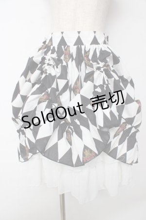 画像: ATELIER PIERROT / Diamond Circus Skirt  白×黒 Y-25-10-03-175-EL-SK-SZ-ZY