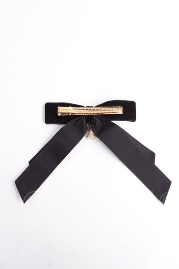 画像2: axes femme POETIQUE / ベルベットリボンクリップ  黒 Y-25-10-03-019-AX-AC-SZ-ZT422-F006 (2)