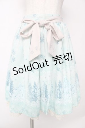 画像: axes femme POETIQUE / 刺繍入り雪柄ミドルスカート  ミント Y-25-10-03-179-AX-SK-SZ-ZY