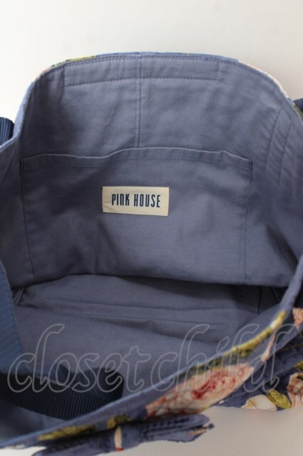 画像3: PINK HOUSE / Berry Roseプリントバッグ  ブルー Y-25-10-05-088-LO-BG-SZ-ZY (3)