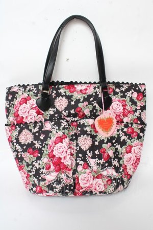 画像: BABY,THE STARS SHINE BRIGHT / シュガーブーケ〜永遠の乙女の憧れ〜柄バケツ型Bag  黒 Y-25-10-05-112-BA-BG-SZ-ZY