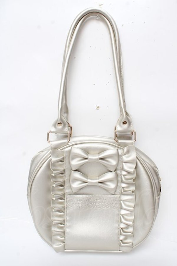 画像1: axes femme kawaii / ツインリボンラウンドハンドバッグ  ゴールド Y-25-10-05-117-AX-BG-SZ-ZY (1)