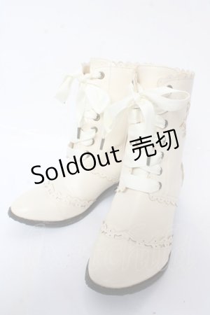 画像: Innocent World / ロゴ刺繍スカラップショートブーツ S アイボリー Y-25-10-05-122-IW-SH-SZ-ZY