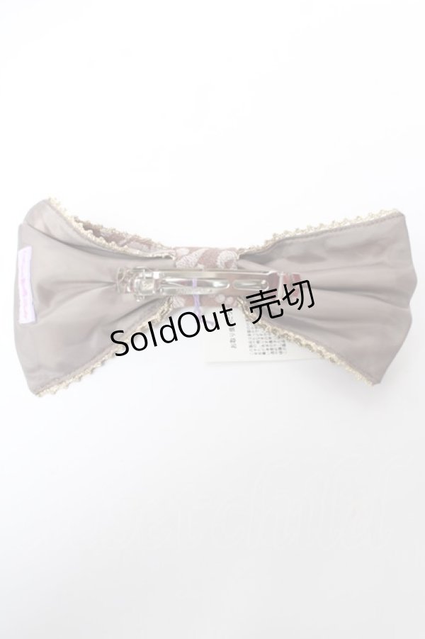 画像2: Angelic Pretty / ホイップジャガードリボンバレッタ  ブラウン Y-25-10-05-035-AP-ZA-SZ-ZY (2)