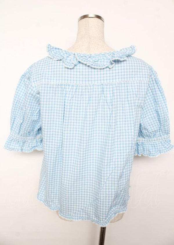 画像2: PINK HOUSE / はしごレース&サテンリボン使いローンブラウス F サックス Y-25-10-06-032-LO-BL-SZ-ZY (2)