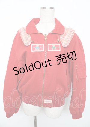 画像: PINK HOUSE / テディワッペンブルゾン  赤 Y-25-10-06-053-LO-JA-SZ-ZY