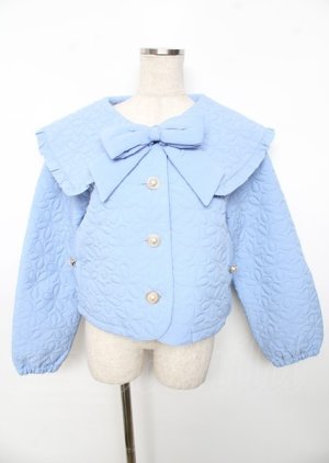 画像: axes femme POETIQUE / フラワーキルティングブルゾン M ブルー Y-25-10-06-057-AX-JA-SZ-ZY