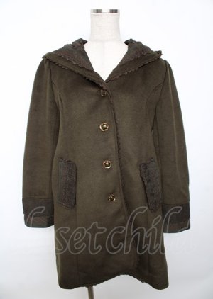画像: axes femme / フード付きコート  カーキ Y-25-10-06-066-AX-CO-SZ-ZY