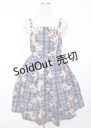 画像: axes femme kawaii / ロイヤルベアーズ柄ジャンスカ  紺 Y-25-10-06-077-AX-OP-SZ-ZI