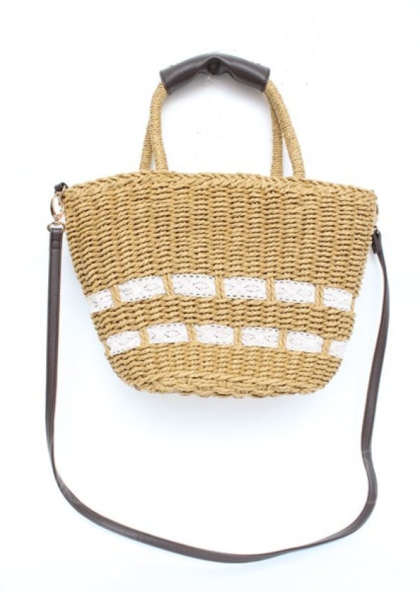 画像2: axes femme / ペーパー×レースかごバッグ  茶 Y-25-10-06-010-AX-BG-SZ-ZT-K026 (2)