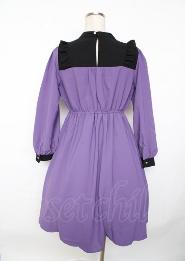 画像2: axes femme POETIQUE / レースクロスシスターワンピース M パープル Y-25-10-06-081-AX-OP-SZ-ZI (2)