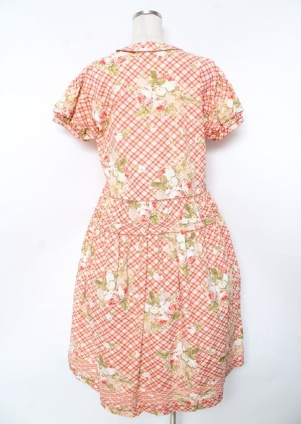 画像2: WONDERFUL WORLD / ローズブーケチェック柄ワンピース F ピンク Y-25-10-06-094-LO-OP-SZ-ZY (2)